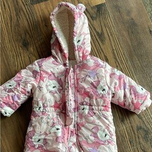 9-12mo One Piece Unicorn Snow Suit